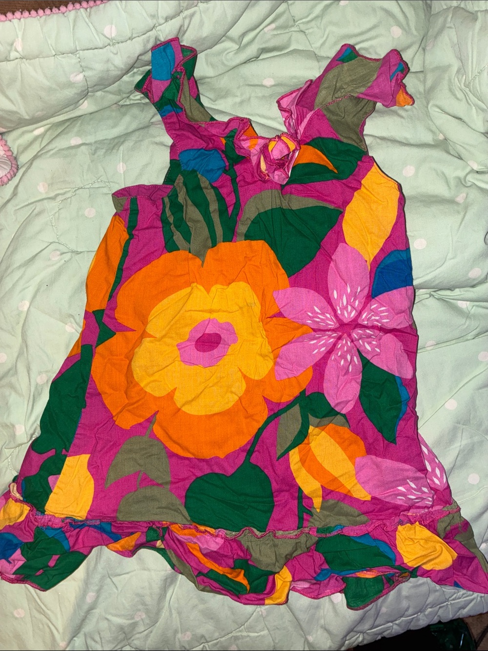 Crazy 8 Bright Pink Floral Dress with Orange, Yellow & Green